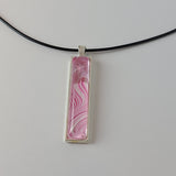 Bright Pink and White Rectangular Pendant