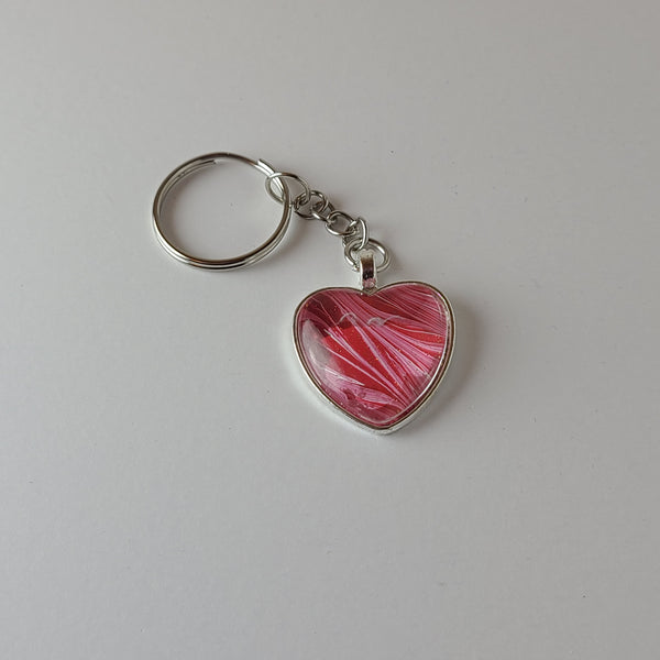 Red, Pink, and Glitter Heart-Shaped Key Chain